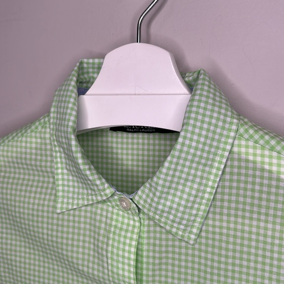 Lauren Ralph Lauren Green and White Gingham Check Button Down Sleeveless Dress - Picture 4 of 10